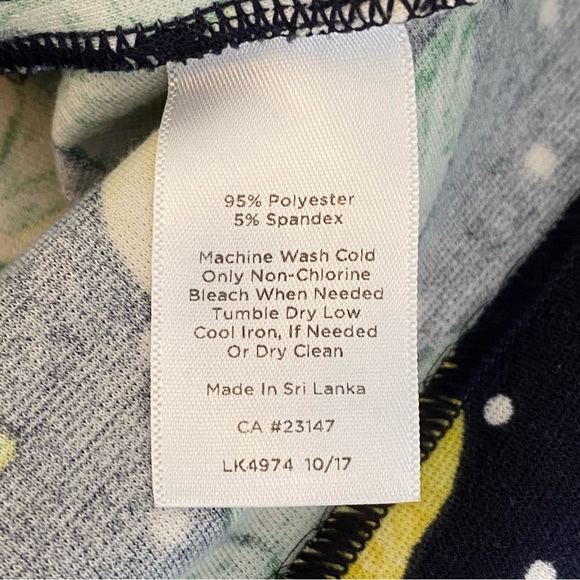 Talbots Navy Blue Lemon Pattern Skirt 16W Spring Summer Garden Girl Fruit - Picture 6 of 6